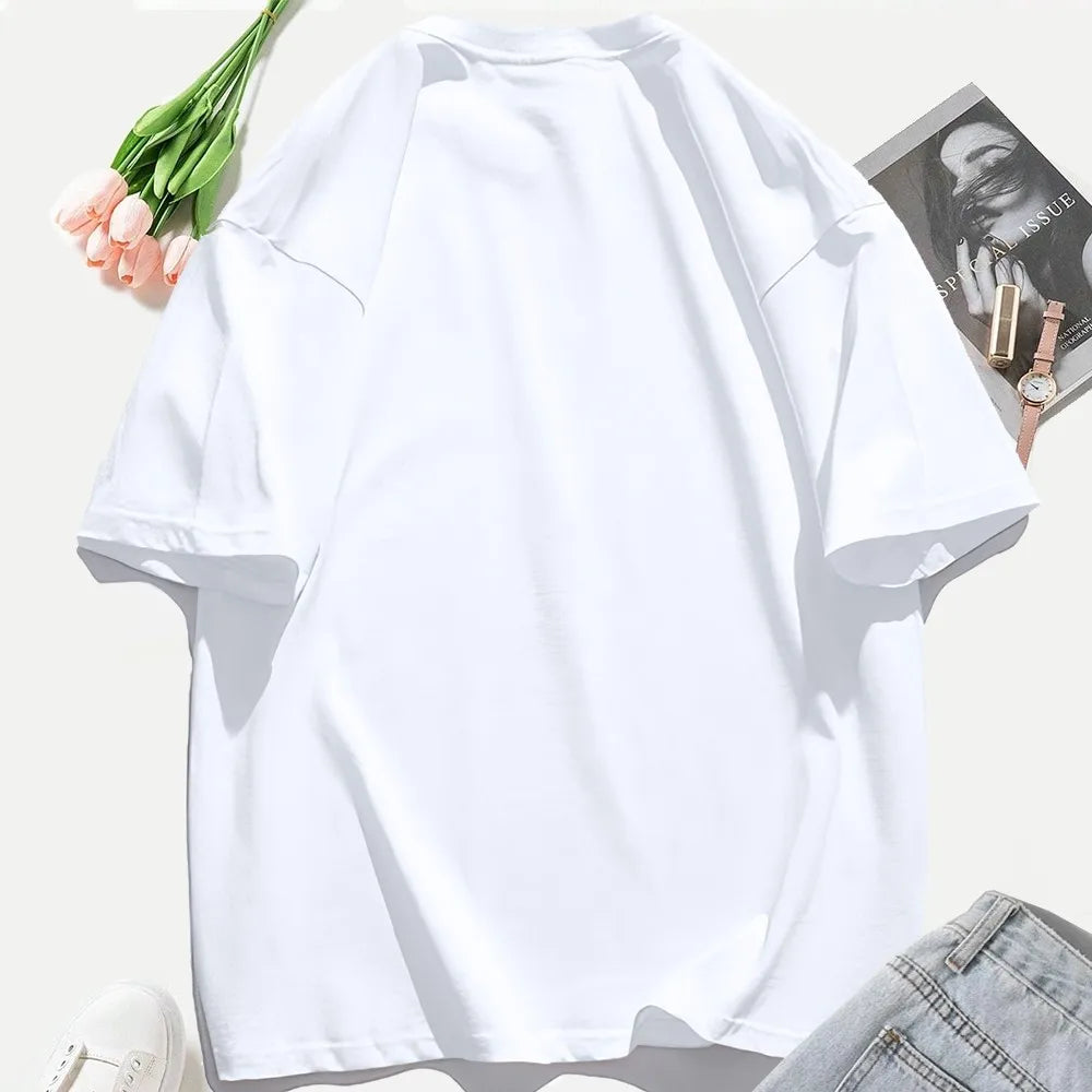 Sun Salt Sand Coconut Tree 
Prints T-Shirts Womens Cotton Summer Short Sleeve T Shirt O-Neck Oversized Tops Basic Soft Clothes