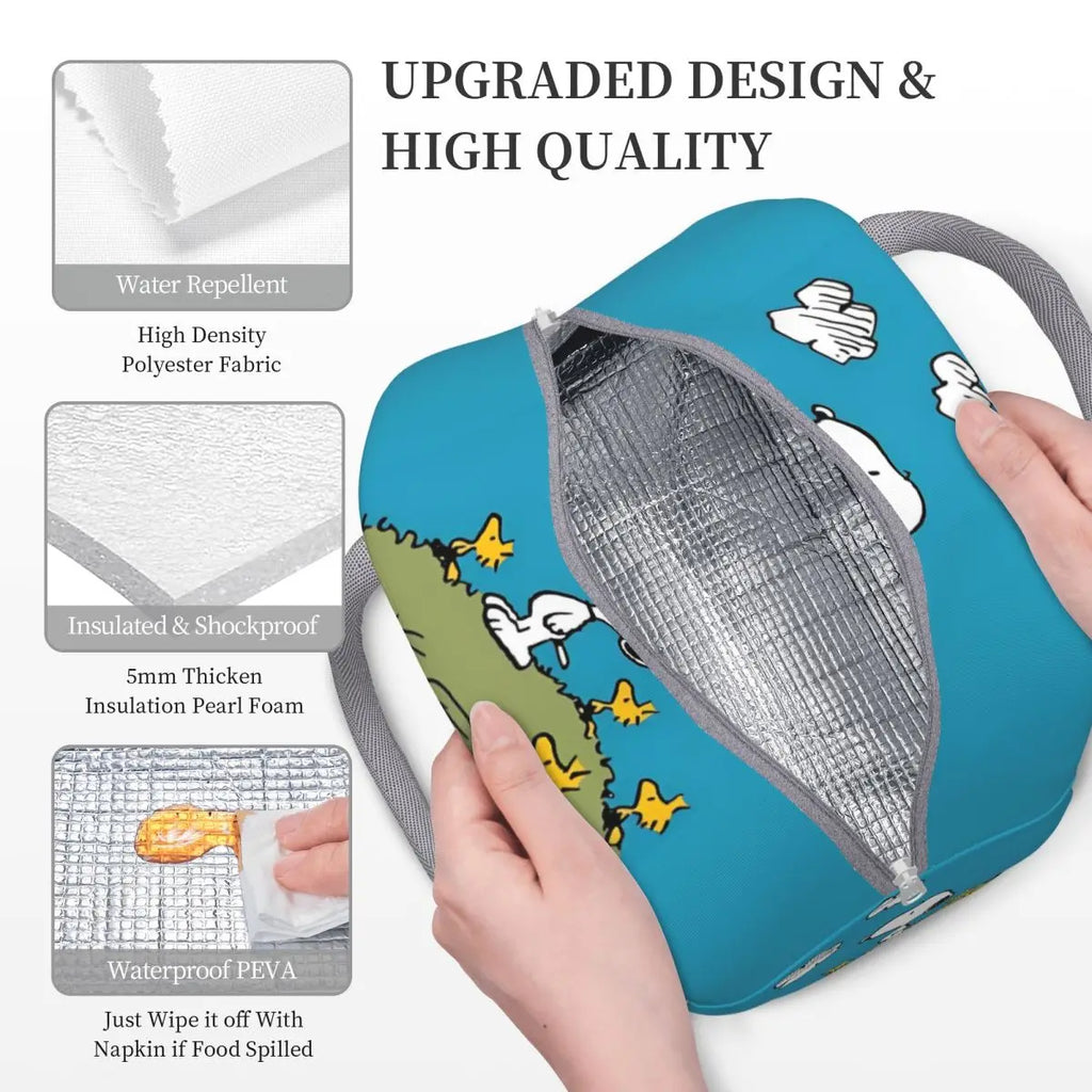 Snoopy Peanuts Insulated Lunch Bags Leakproof Meal Container Thermal Bag Lunch Box Tote School Travel Men Women
