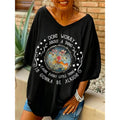 Kitschy Women's Vintage Flower Print T-Shirts Summer Short Sleeve Casual Loose V Neck Long Tops Black White Tees New Arrival