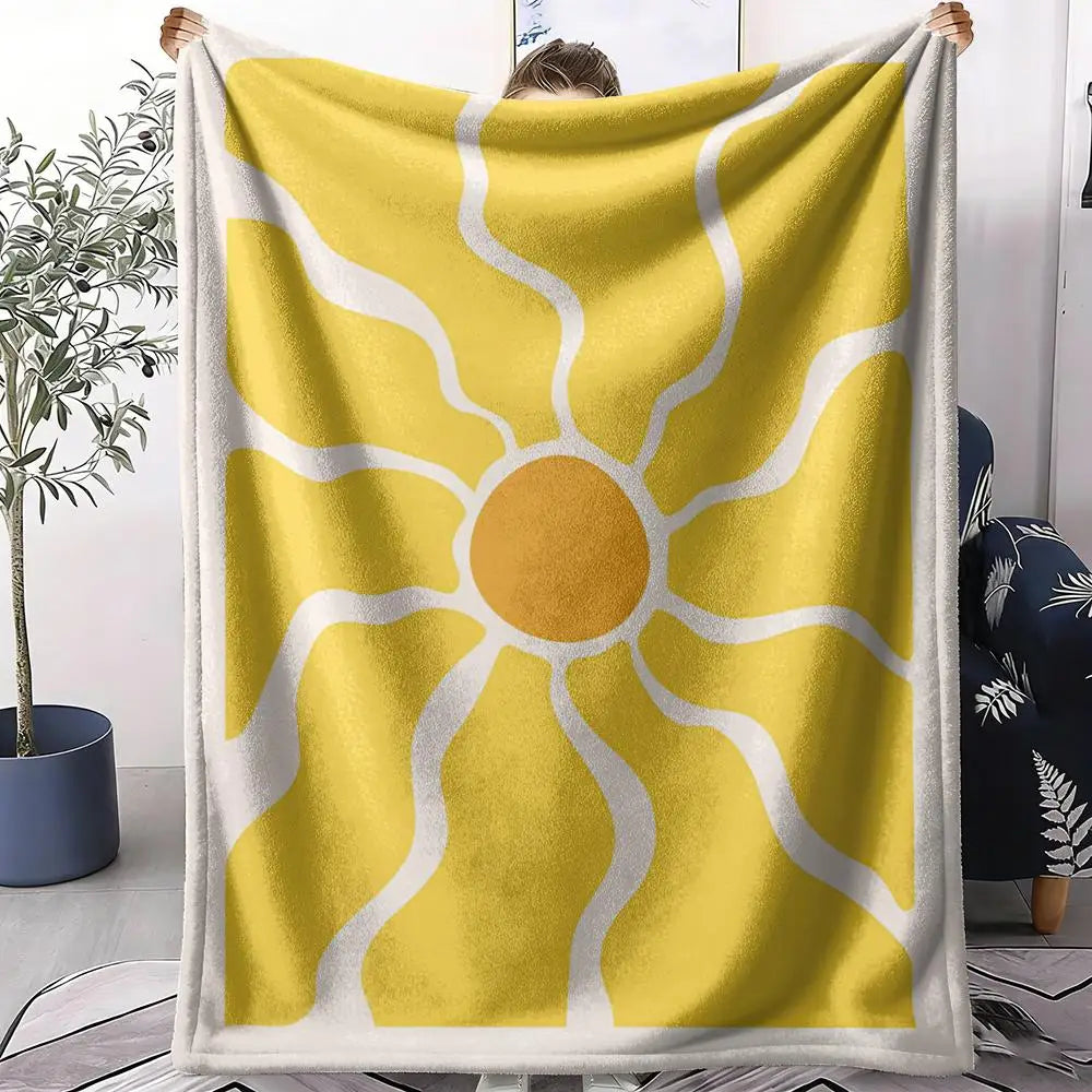 Abstract Sunny Throw Soft Flannel AC Blanket Lightweight Summer Nap Throw Cozy  Blanket for Sofa Bed Travel Home