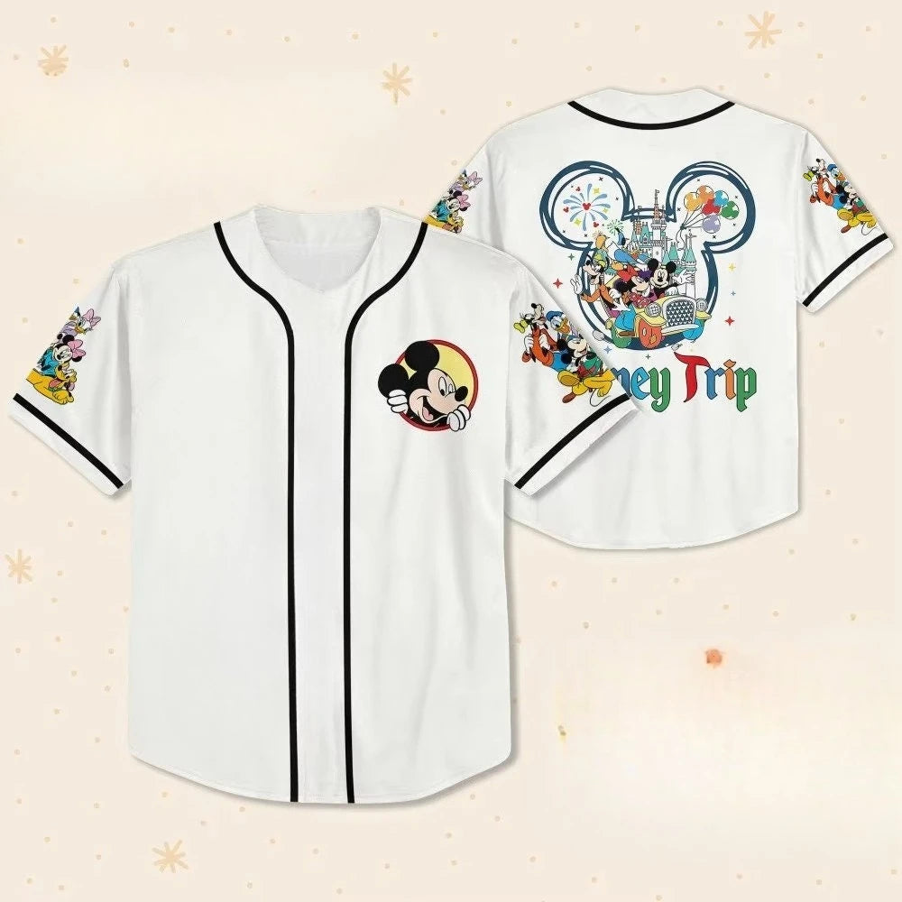 2026 Summer Hot Selling Fashionable Retro Mickey and Minnie Baseball Shirt
