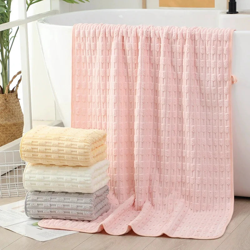 70*140cm Coral Fleece Shower Towel Absorbent Quickly Dry Soft Bath Towel Suitable for Home Beauty Salon Gym Face Washing Towels
