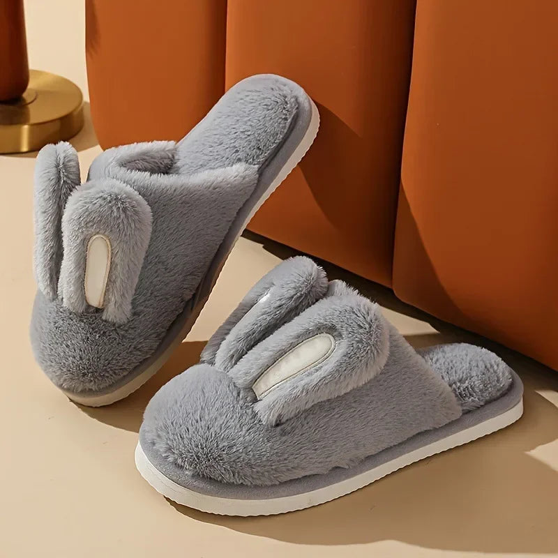 Bunny Ear Plush Women's Slippers — Cozy Anti-Slip Indoor House Shoes