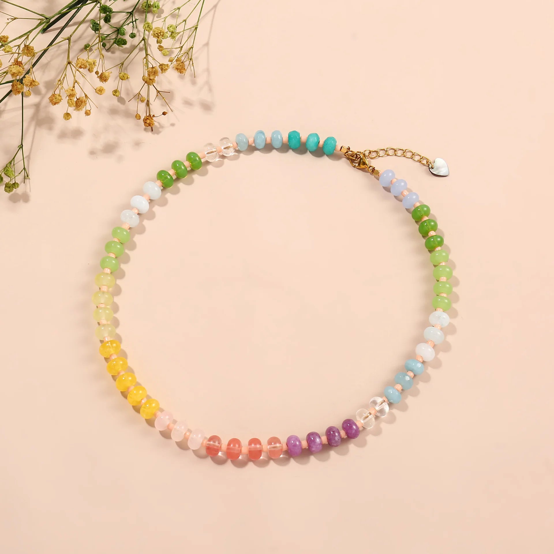 Colorful Resin Bead Necklace for Women Handmade Summer Beach Choker Boho Vacation Jewelry Gift Stackable Multi-color Beads Chain
