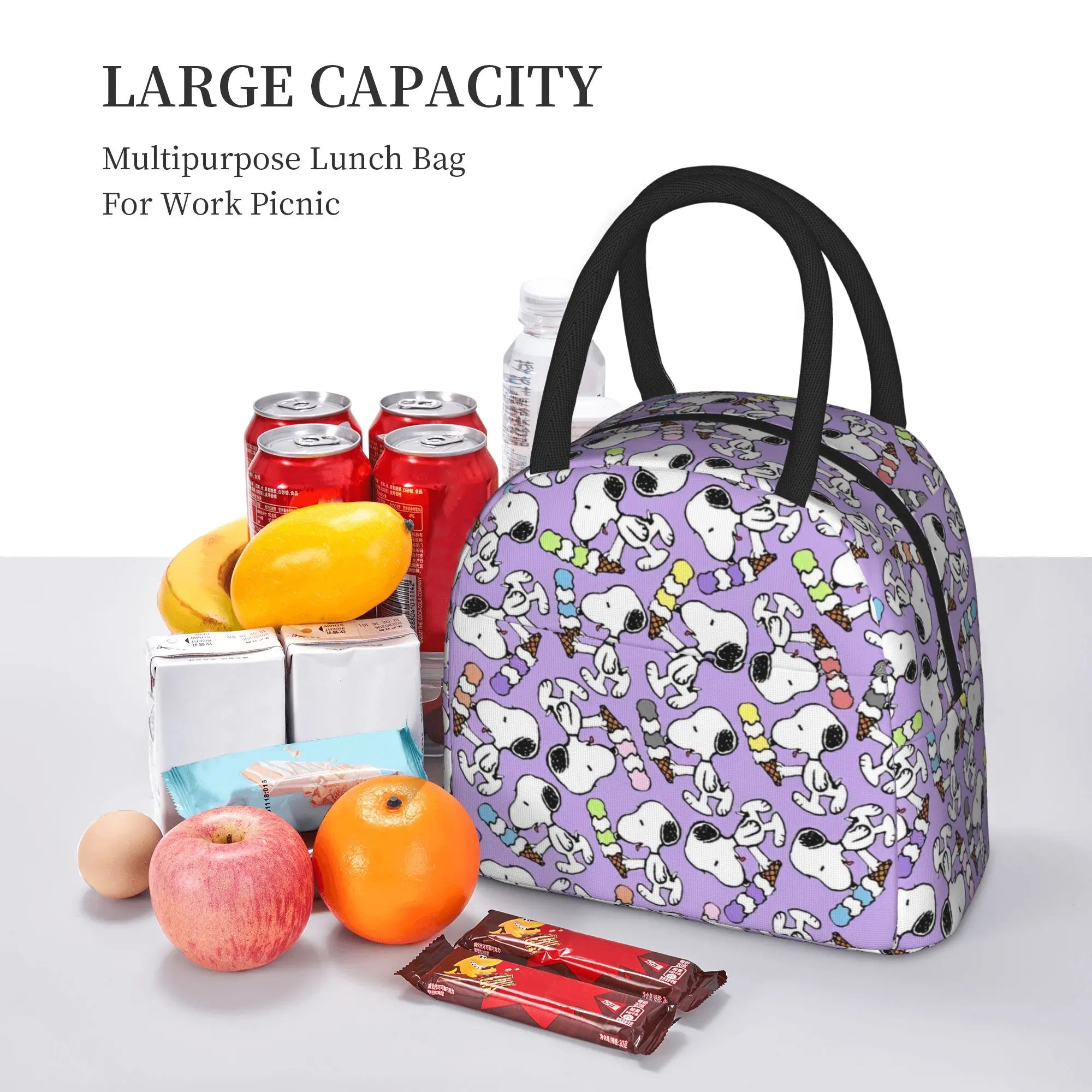 Snoopy Ice Cream Insulated Lunch Bag Cooler Bag Lunch Container Cartoon Leakproof Tote Lunch Box for Men Women Work  Picnic