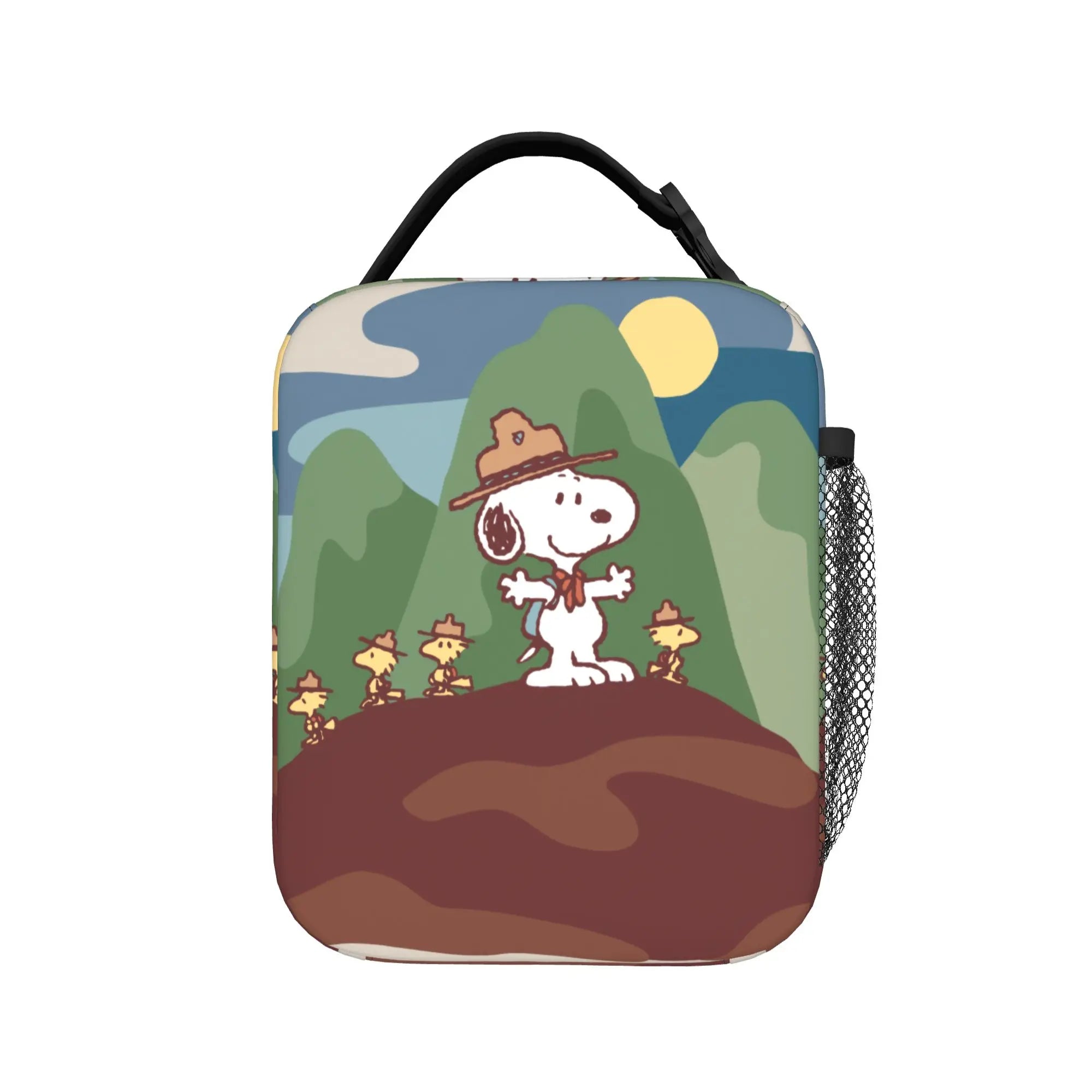 Snoopy Woodstock Riding Bike Insulated Lunch Bag Cooler Bag Reusable,Meal Container Cartoon Lunch Box Tote Food Bag Outdoor