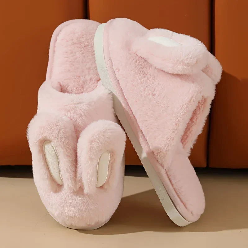 Bunny Ear Plush Women's Slippers — Cozy Anti-Slip Indoor House Shoes