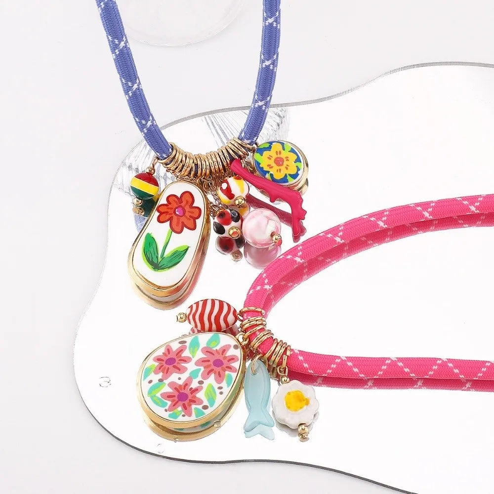 Fashionable Bohemian Multi-element Pendant Colorful Jewelry Gifts Collarbone Chain Cute Flower Rope Necklaces Beach