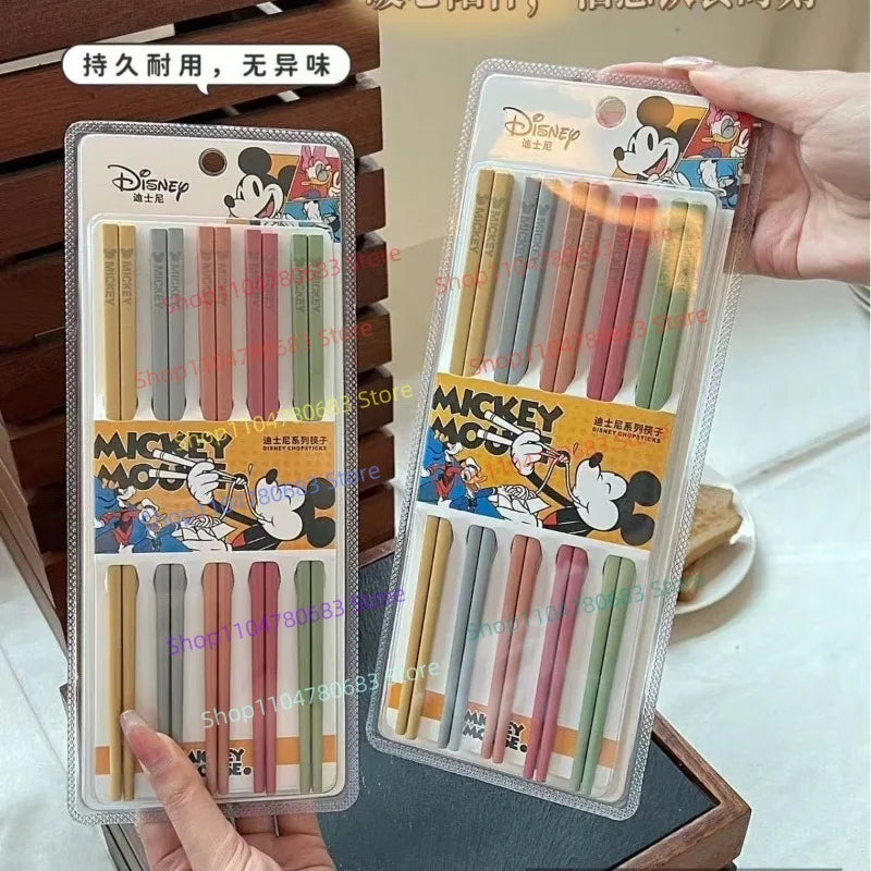 Cartoon Mouse Print Multi Color Alloy Chopsticks Anti Mold Anti Slip Food Grade Tableware Household Dining Sticks Gift