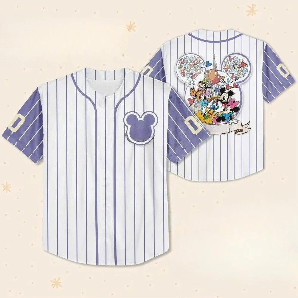 2026 Summer Hot Selling Fashionable Retro Mickey and Minnie Baseball Shirt