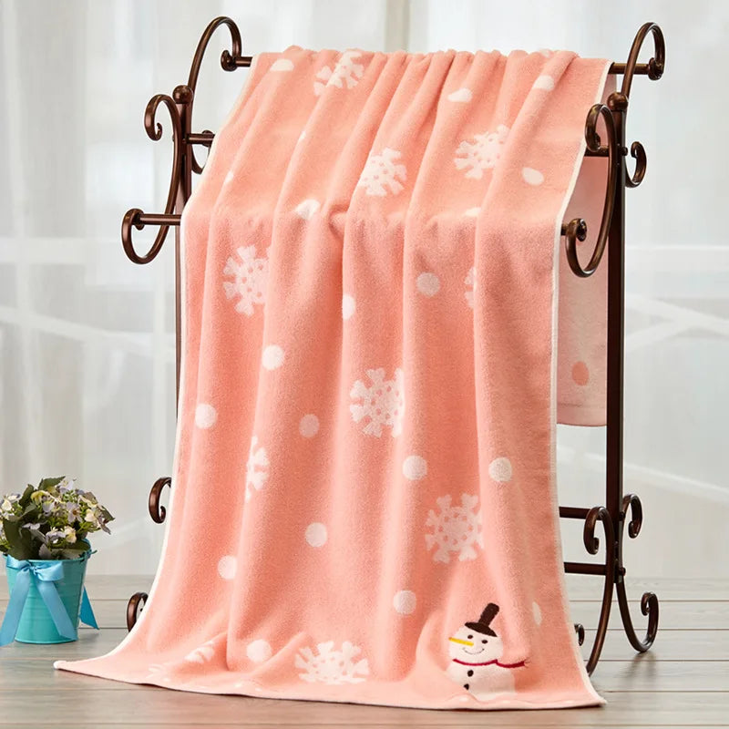 Cotton Skin-Friendly Cartoon Printed Towel 1Pc Cute Absorbent Bath Towel for Adults Kids Quick Drying Spa Fitness Sweat Towels
