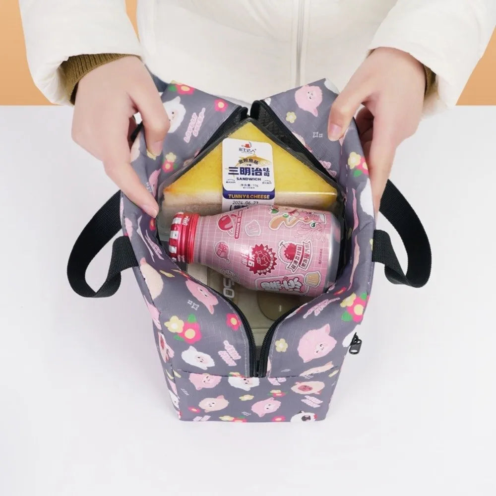 Cute Leakproof Lunch Bag Large Capacity Insulated Insulated Lunch Box Reusable Cute Animals Lunch Tote Students