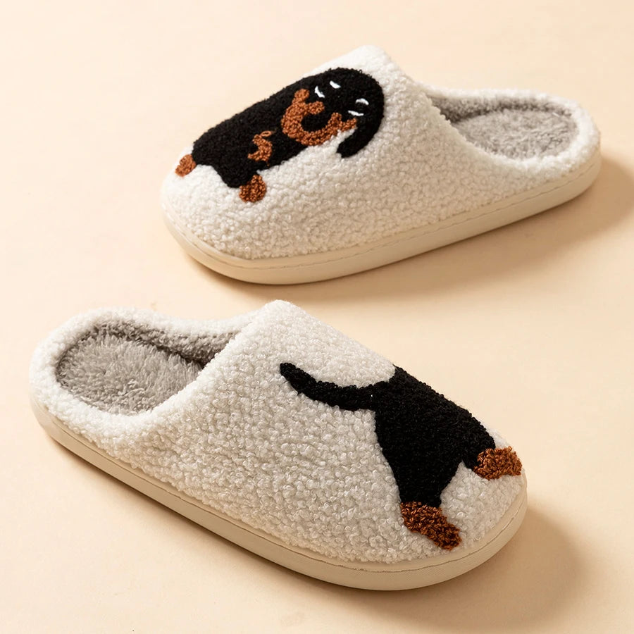 Women's Dachshund Dog Slippers — Cute Cartoon Indoor Comfort House Shoes