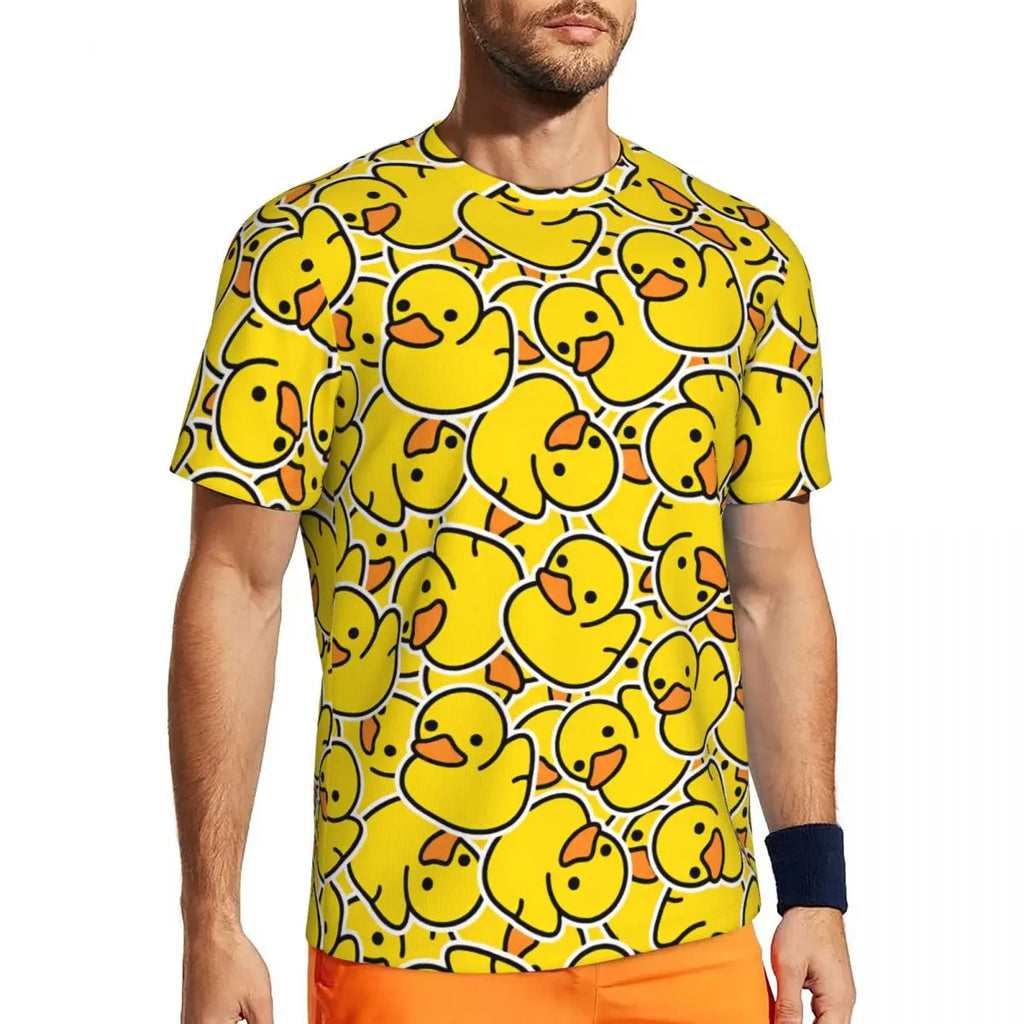 Yellow Ducks Funny Animal T-Shirt Vintage Running T-Shirts Breathable Summer Popular Tee Shirt Graphic Big Size Tops