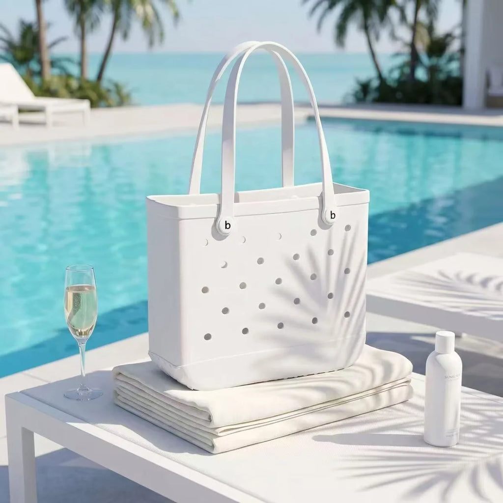 Multicolor EVA Beach Tote Bag Waterproof Hole Design Lightweight Large Capacity Reusable Outdoor Vibrant Shopping Handbag