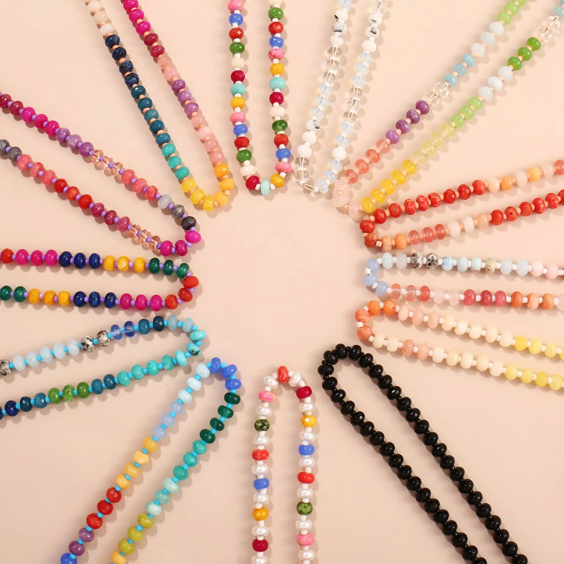 Colorful Resin Bead Necklace for Women Handmade Summer Beach Choker Boho Vacation Jewelry Gift Stackable Multi-color Beads Chain
