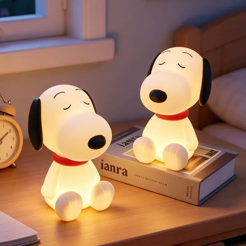 Snoopy Night Light 3 Level Dimmable Soft Eye Protection Bedside Lamp Rechargeable Timing Cartoon Bedroom Desktop Decor Cute Gift