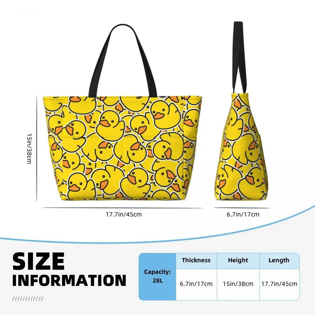 Yellow Classic Rubber Duck Beach Tote Bag Sport Gym Yoga Duffle Large Tote Bag Women Travel Bag Fitness bag