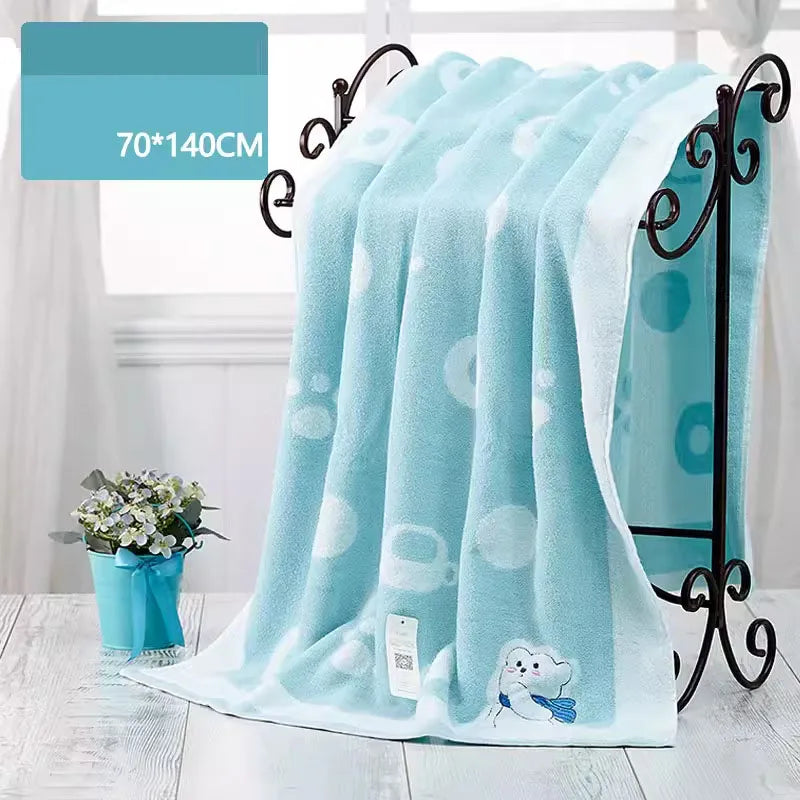 Cotton Skin-Friendly Cartoon Printed Towel 1Pc Cute Absorbent Bath Towel for Adults Kids Quick Drying Spa Fitness Sweat Towels