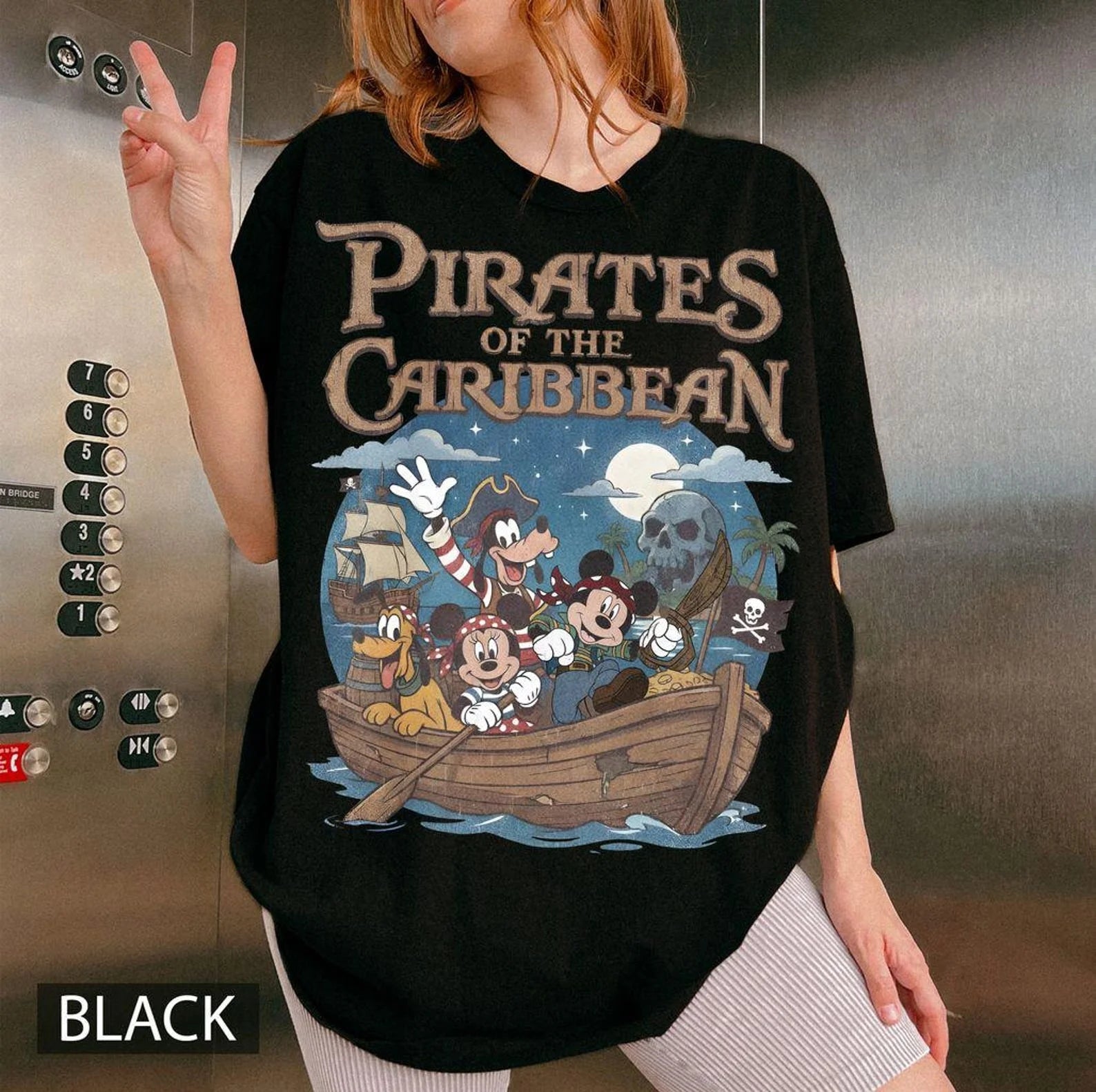 Pirates of The Caribbean Mickey Retro Leisure Y2K T-shirt