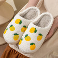 Lemon Embroidered Fuzzy Slippers