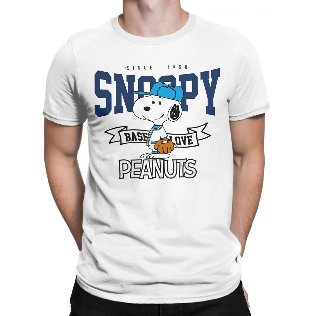 Print Snoopy Since 1958  T Shirt Cotton Short Sleeve  Round Neck