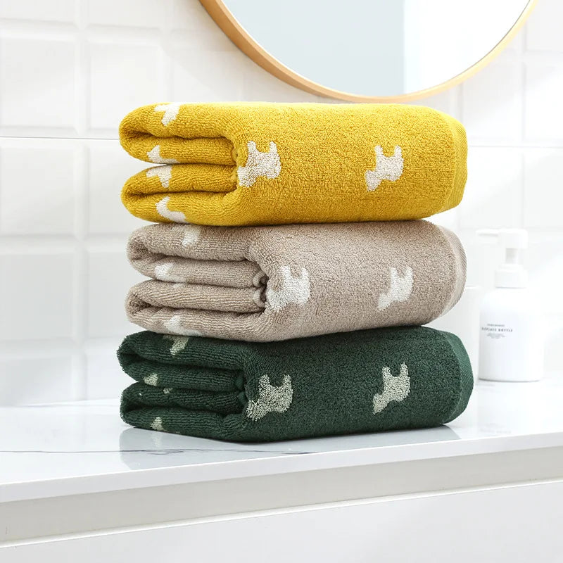 70*140cm Cotton Jacquard Bath Towel Multi-color Cute Horse Design Soft Water Absorbent Big Towel for Adults