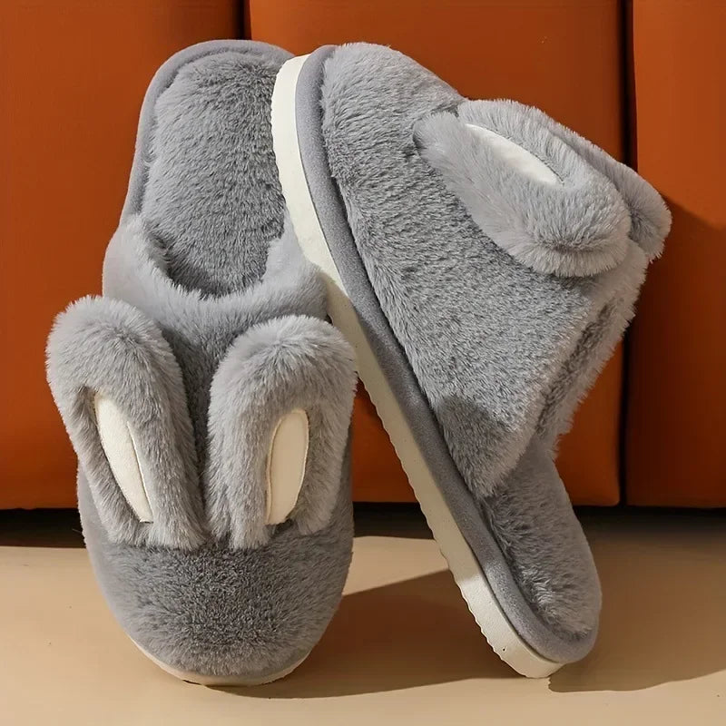 Bunny Ear Plush Women's Slippers — Cozy Anti-Slip Indoor House Shoes