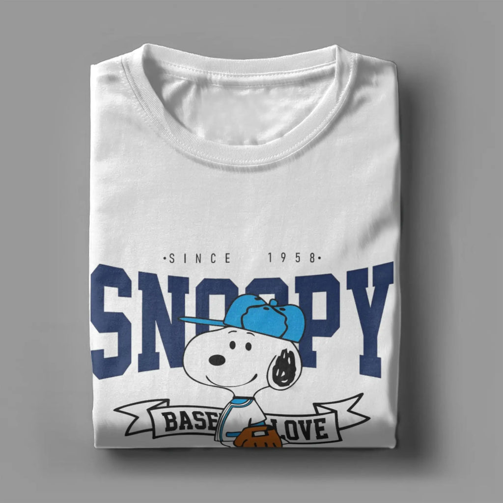 Print Snoopy Since 1958  T Shirt Cotton Short Sleeve  Round Neck