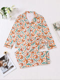 Monarch Butterfly & Floral Women's Pajama Set — Long Sleeve Top & Pants