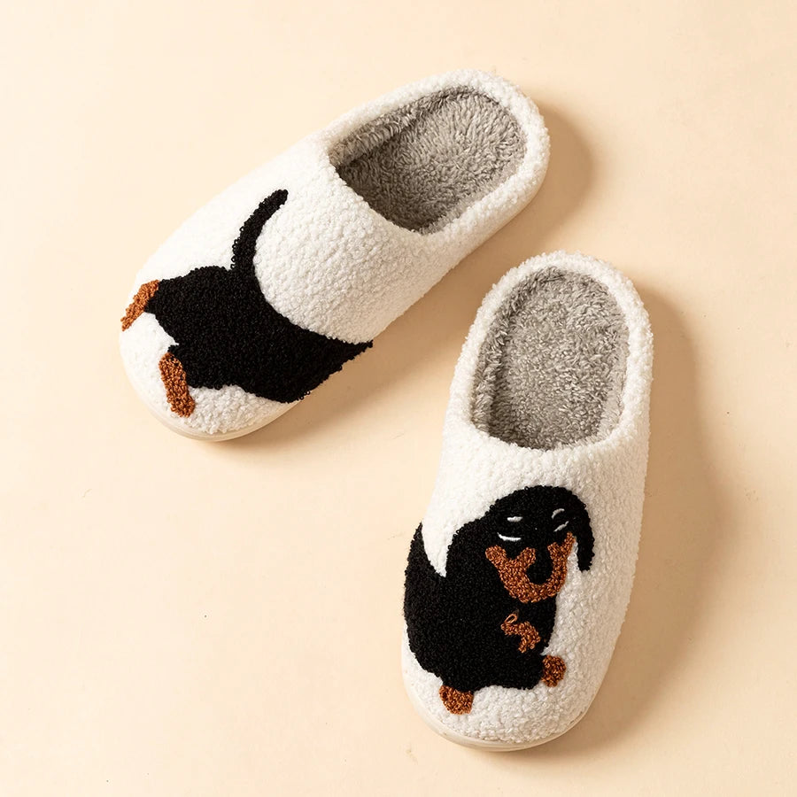 Women's Dachshund Dog Slippers — Cute Cartoon Indoor Comfort House Shoes
