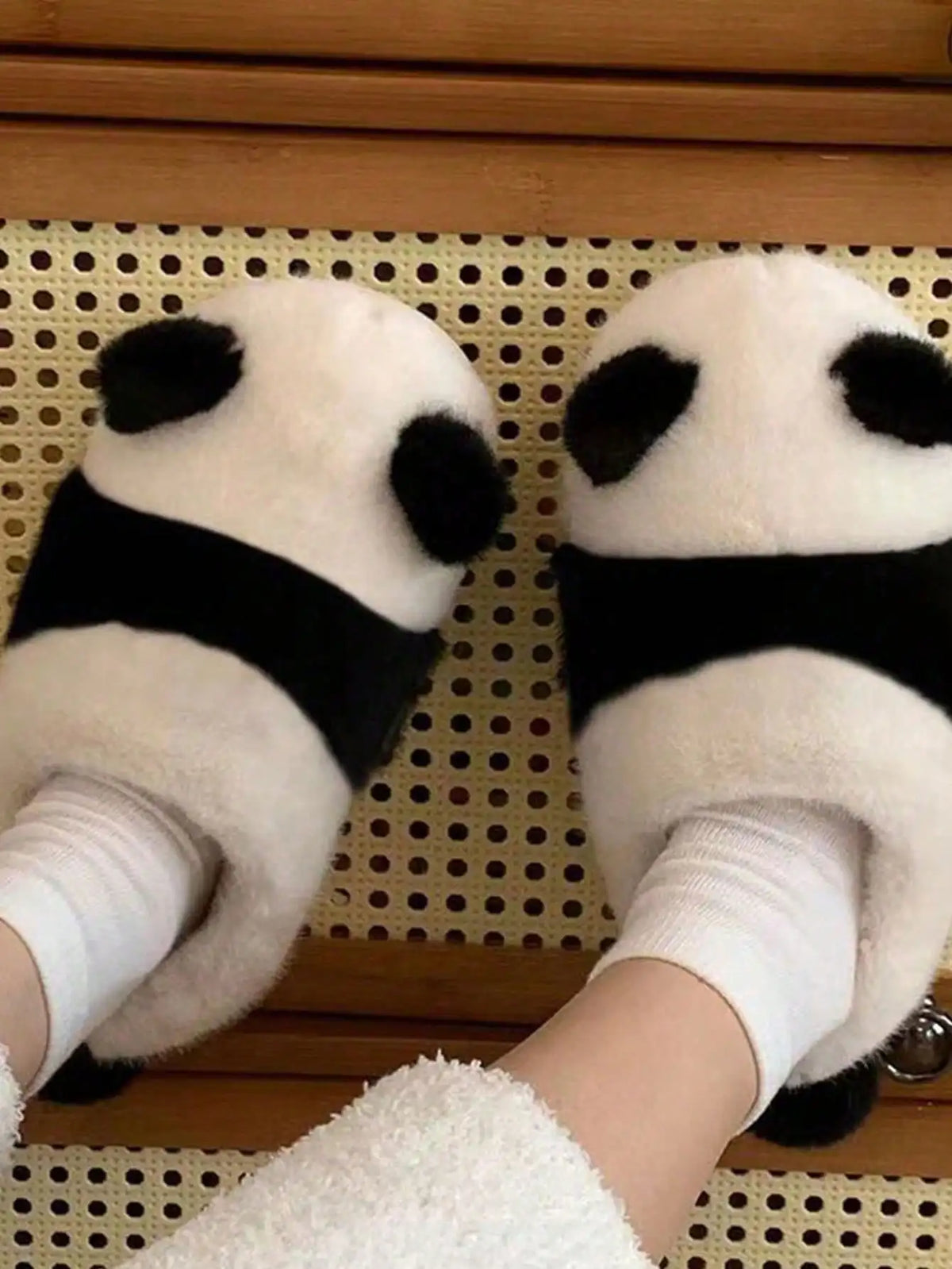 Panda Paw Plush Slippers — Cozy Warm Indoor House Shoes