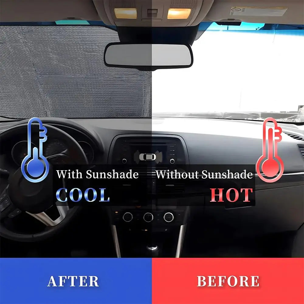 Retro Sunrise Sun Visor Reusable Double-Sided Windshield Sun Visor UV Block Portable Heat Shield Cover