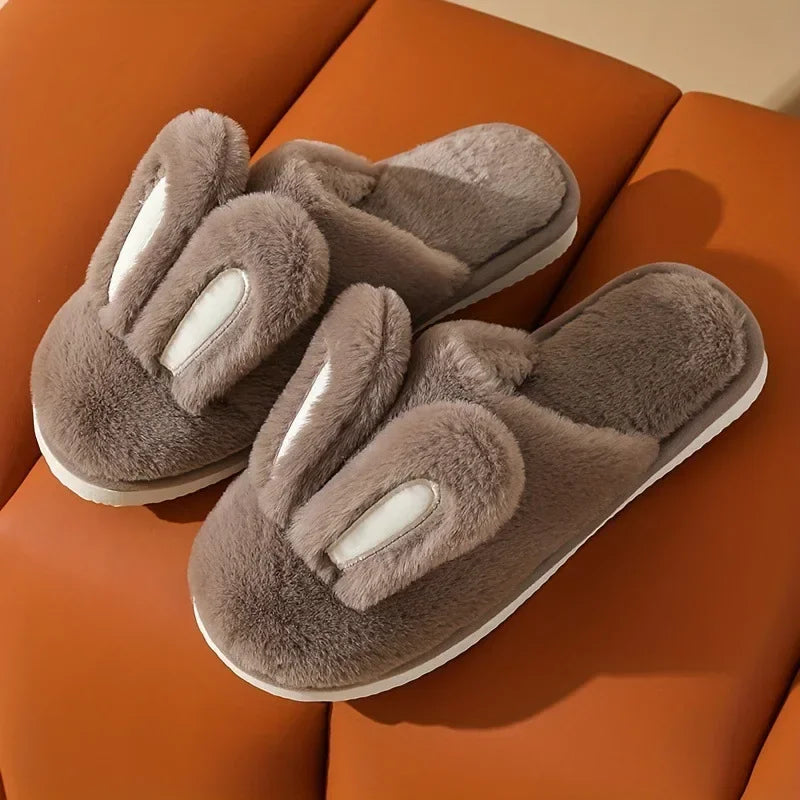 Bunny Ear Plush Women's Slippers — Cozy Anti-Slip Indoor House Shoes