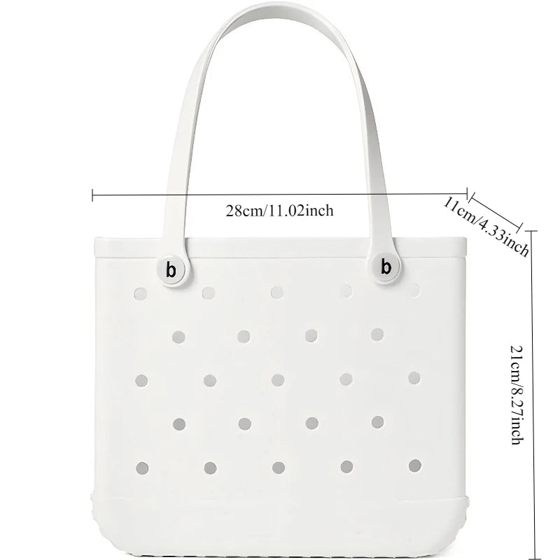 EVA Beach Tote Bag Portable Shoulder Bag Large Hole Design Waterproof Outdoor Beach Handbag for Women