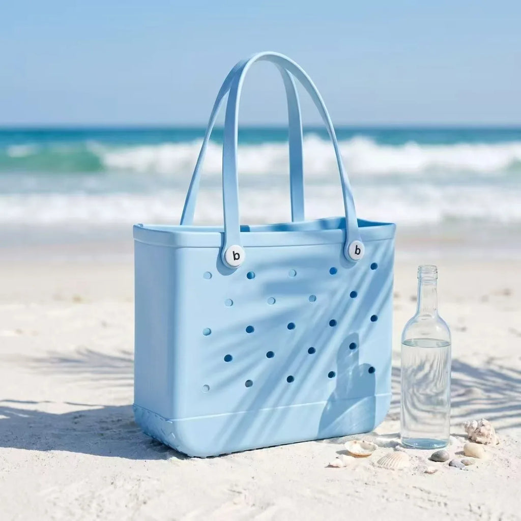 Multicolor EVA Beach Tote Bag Waterproof Hole Design Lightweight Large Capacity Reusable Outdoor Vibrant Shopping Handbag