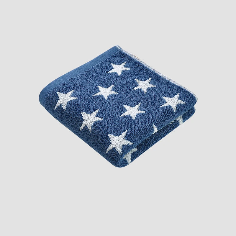 Retro Cotton Towel Dots Stars Striped Heart Pattern Soft Face Towel Super Absorbent Thick Hand Towels for Bathroom Kids Adults