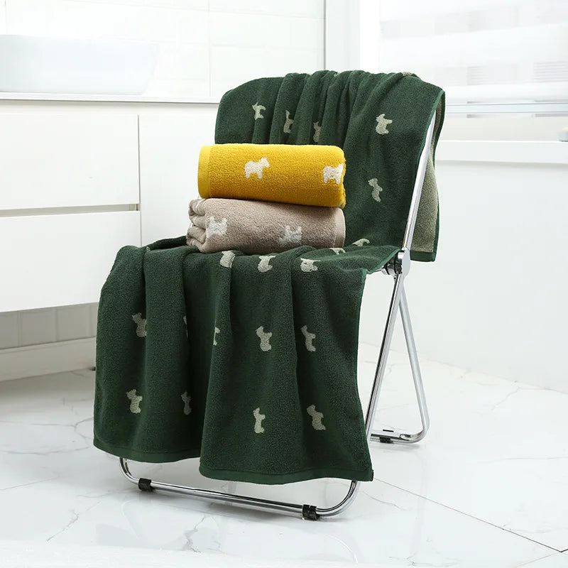 70*140cm Cotton Jacquard Bath Towel Multi-color Cute Horse Design Soft Water Absorbent Big Towel for Adults