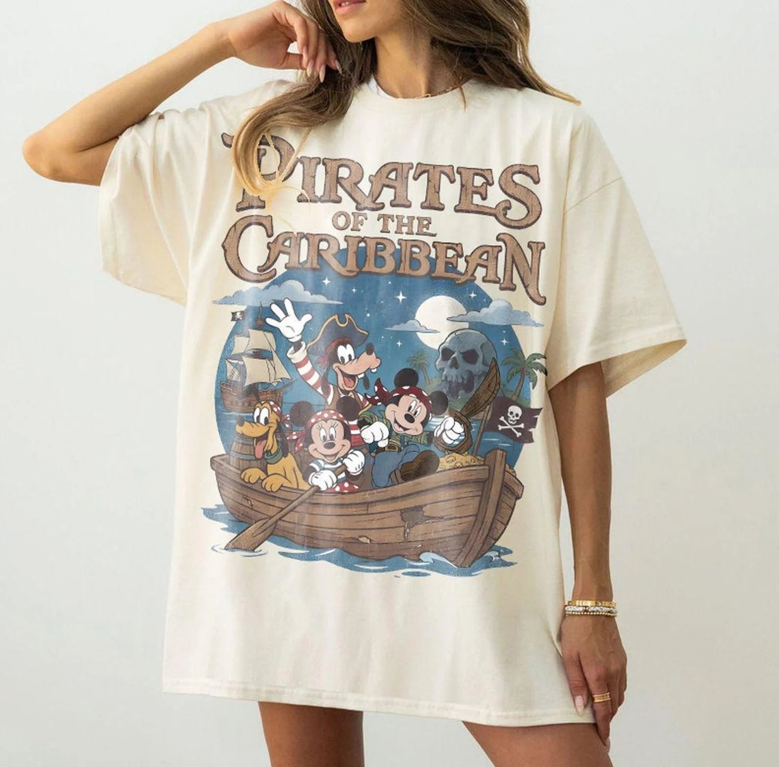 Pirates of The Caribbean Mickey Retro Leisure Y2K T-shirt