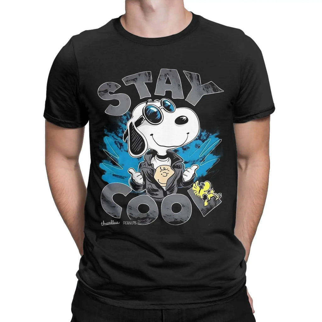 Print Snoopy Since 1958  T Shirt Cotton Short Sleeve  Round Neck