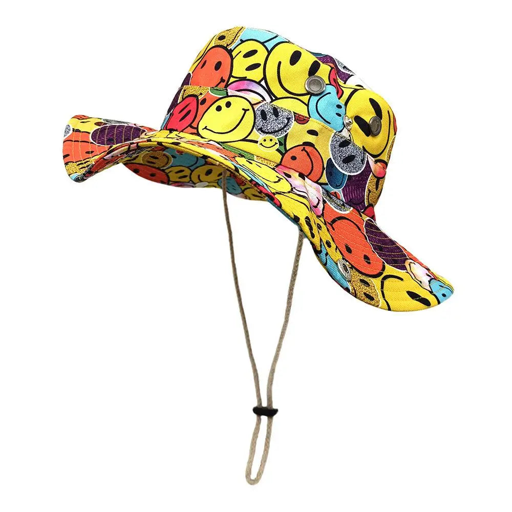 Cute Yellow Duck Cartoon Bucket Hat for Men Women - Summer UV Protection Fishing Cap with Adjustable Chin Strap, Retro 80s 90s S