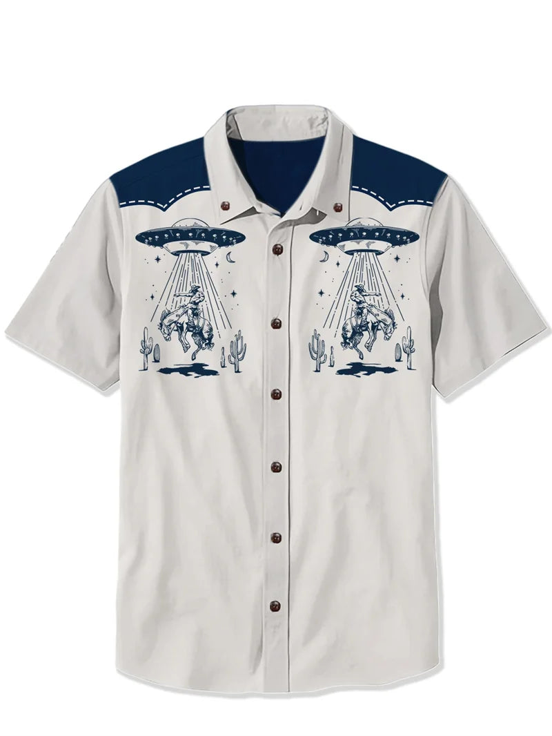 Retro Men's Short Sleeved Shirt , Quirky 3D Print Casual Fashion Summer Leisure Men's Shirts Y2k Clothing Tops