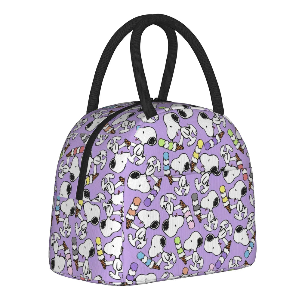 Snoopy Ice Cream Insulated Lunch Bag Cooler Bag Lunch Container Cartoon Leakproof Tote Lunch Box for Men Women Work  Picnic