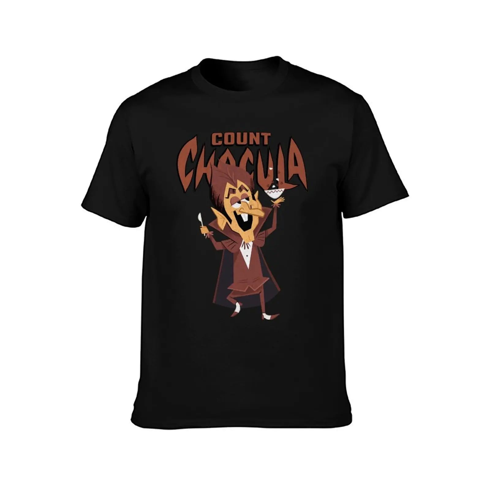 Classic 70s Count Chocula Monster Cereal Mascot and Logotype Sticker T-Shirt Classic Crew Neck Cotton T-Shirt