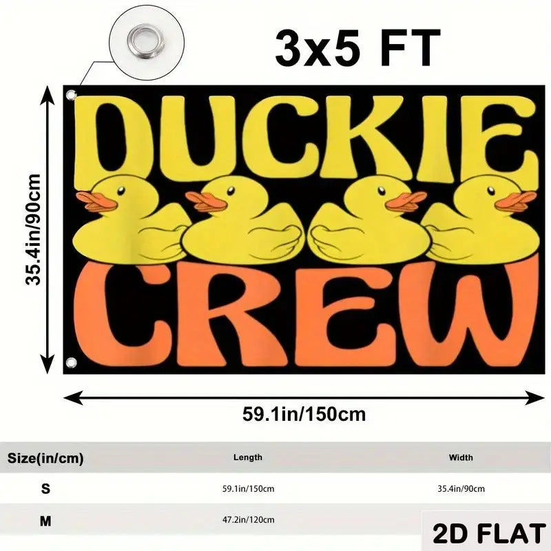 2D FLAT 1pc, Funny Print Pattern Flag Banner Wth Yellow Ducks Black Background Polyester Material, for Birthday Parties, Wedding