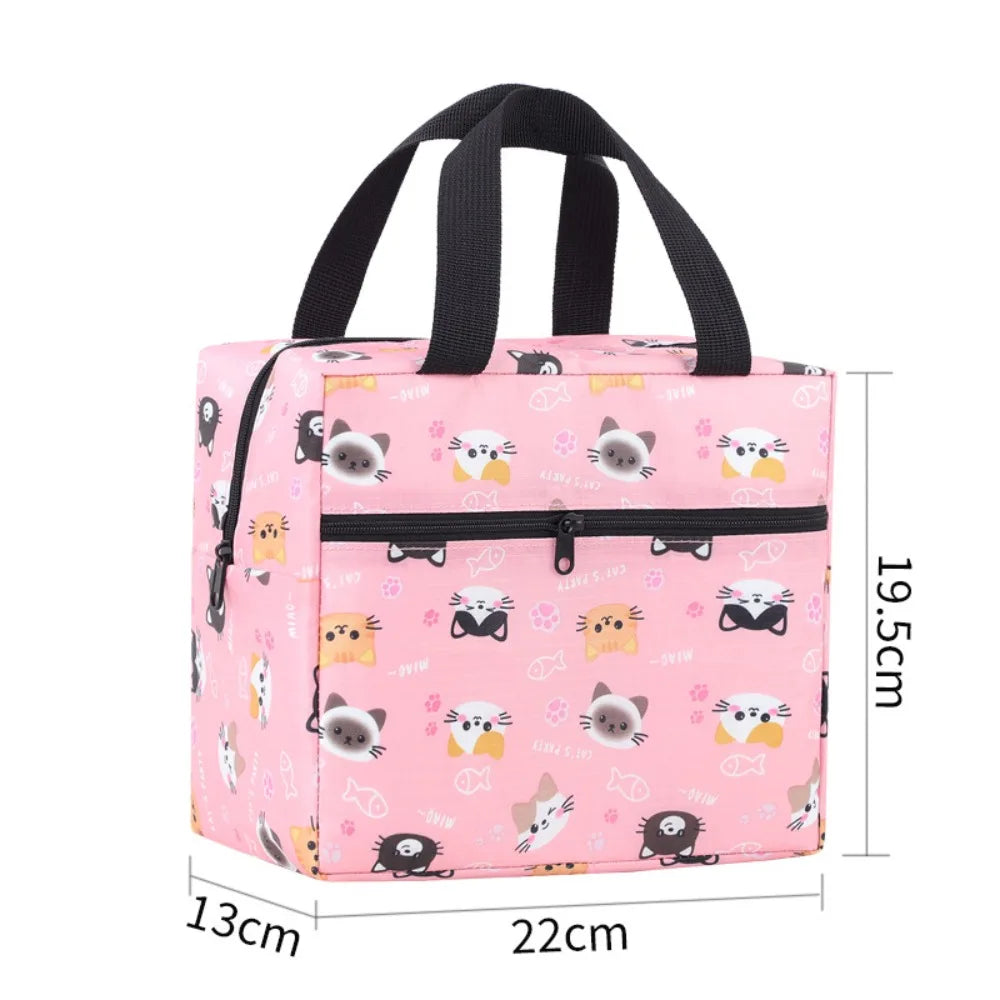 Cute Leakproof Lunch Bag Large Capacity Insulated Insulated Lunch Box Reusable Cute Animals Lunch Tote Students
