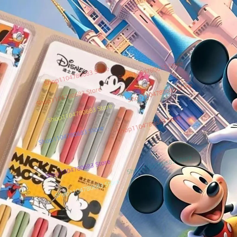 Cartoon Mouse Print Multi Color Alloy Chopsticks Anti Mold Anti Slip Food Grade Tableware Household Dining Sticks Gift
