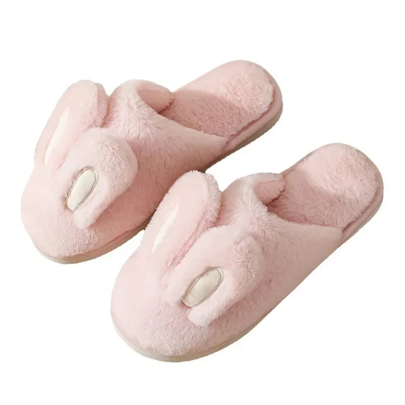 Bunny Ear Plush Women's Slippers — Cozy Anti-Slip Indoor House Shoes