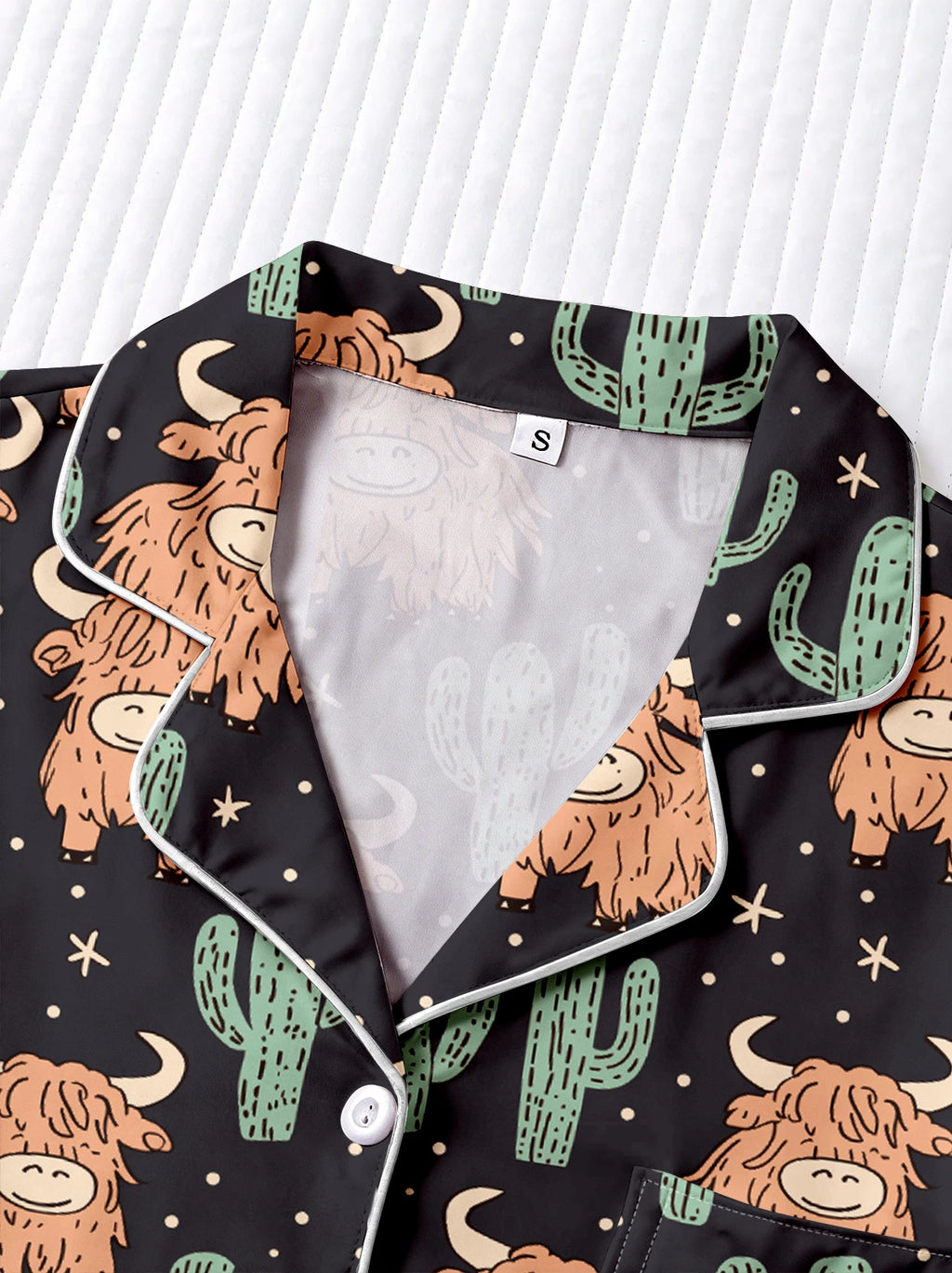 Highland Cow & Cactus Women's Pajama Set — Long Sleeve Top & Pants