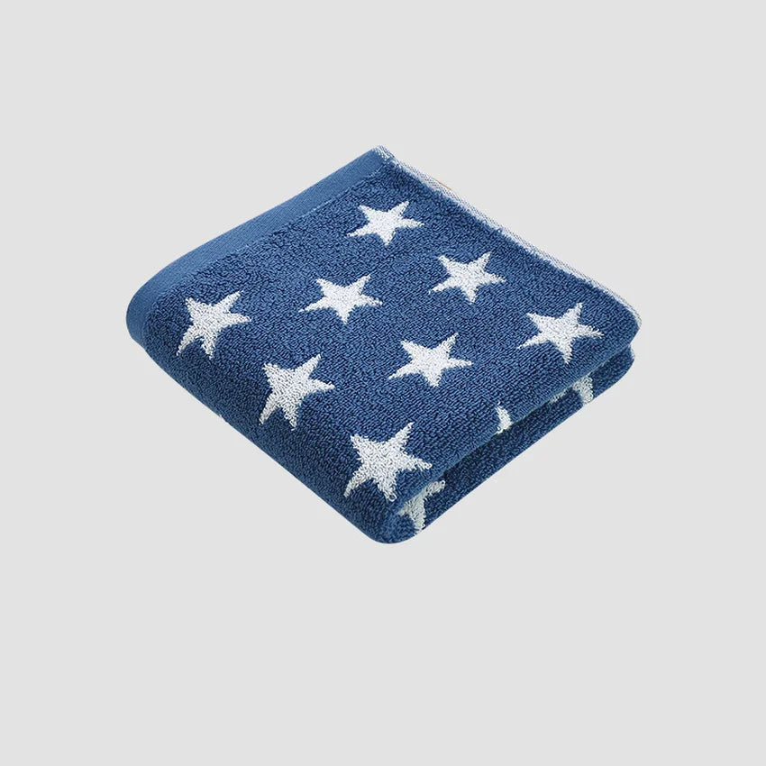 Retro Cotton Towel Dots Stars Striped Heart Pattern Soft Face Towel Super Absorbent Thick Hand Towels for Bathroom Kids Adults